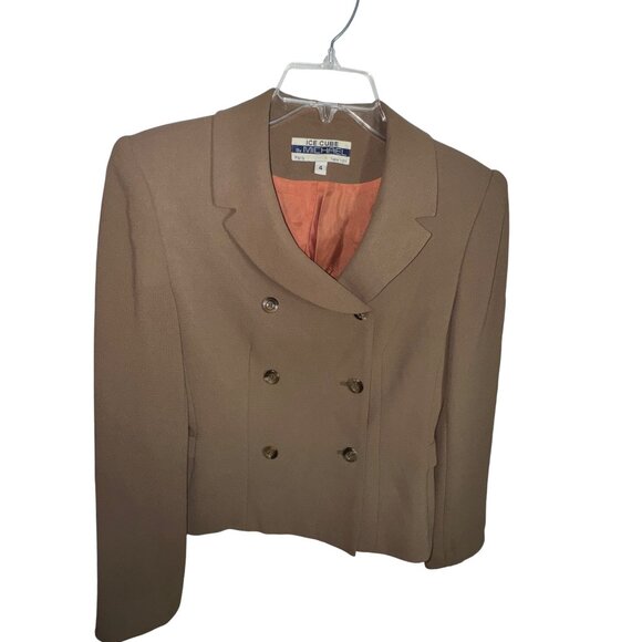 Vintage Ice Cube By Michael Blazer Suit Jacket Size 4 Camel Brown Classic Office - Picture 1 of 6